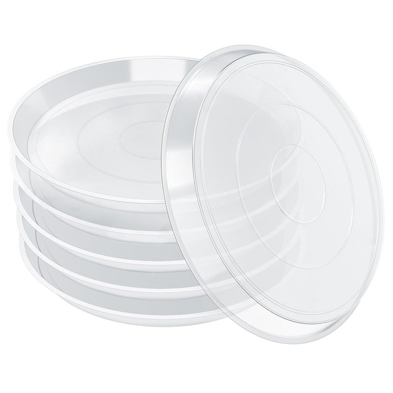 FUIJOL 6 Pack Clear Plant Suacer 4 6 8 10 12 14 16 18 20 Inch  Durable Plant Drip Trays Saucers for Pots  No Holes Water Catcher Trays for Indoor Outdoor Planter  Sturdy Base Plate(6""  Clear) - Image 1